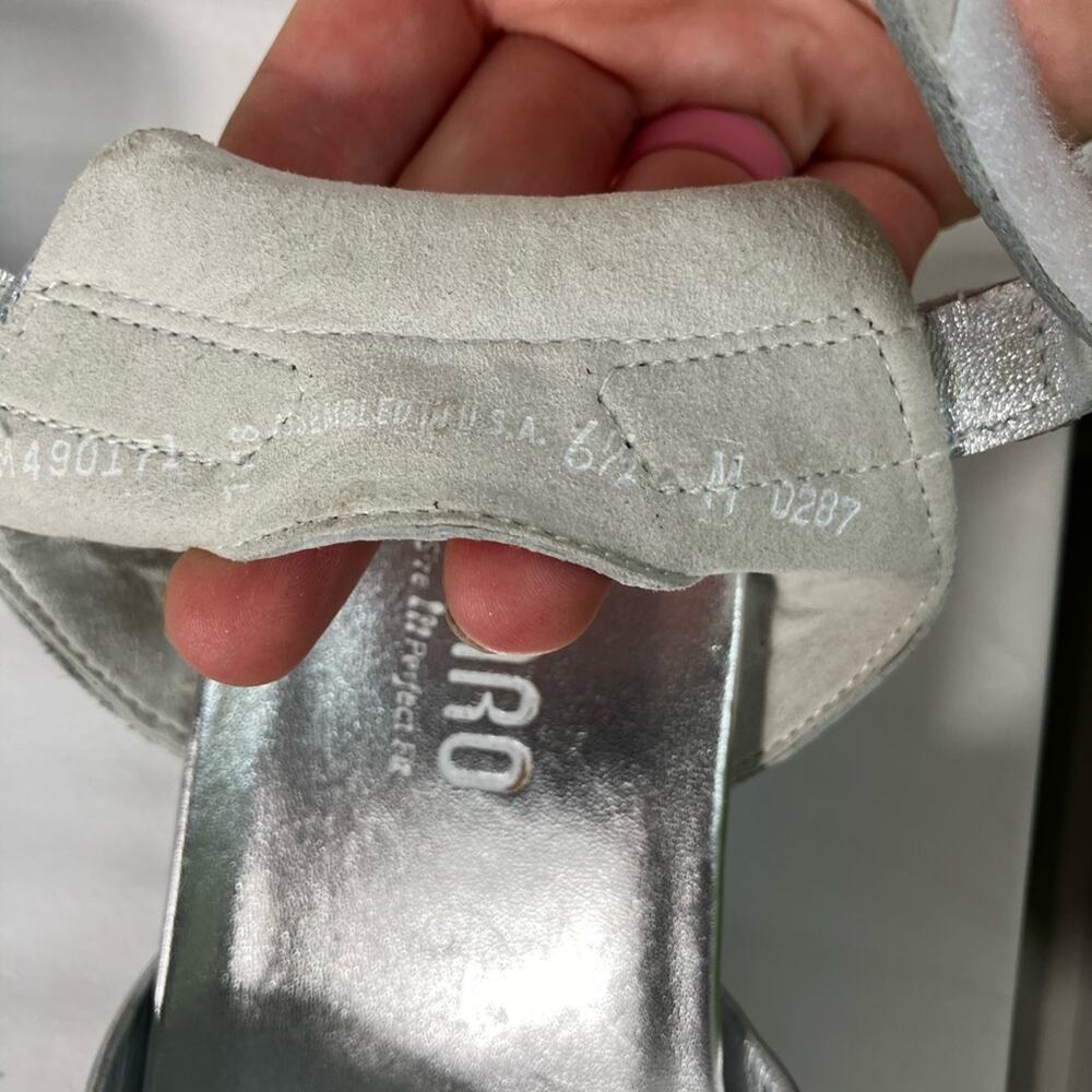 Munro Womens Brinn Sandals Silver Leather Ankle Strap Crisscross Size 6.5 summer - Picture 7 of 10